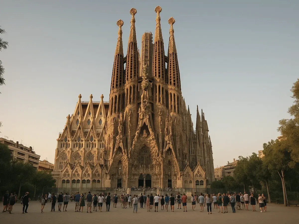 The Sagrada Família in golden evening light