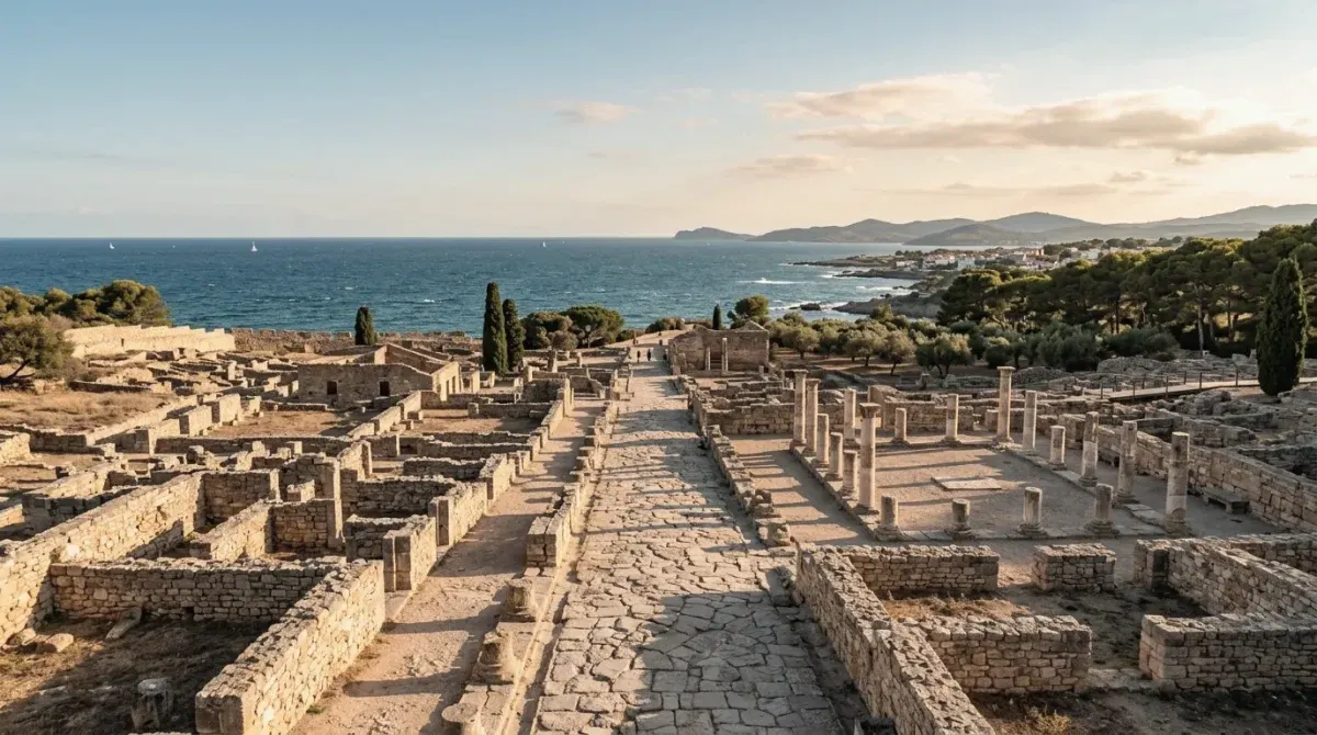 Ancient ruins at Empúries beside the Mediterranean